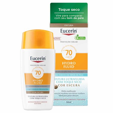 Eucerin Sun Protetor Solar Facial com Cor Hydro Fluid FPS70 Escura