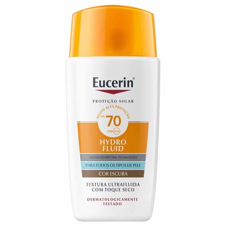 Eucerin Sun Protetor Solar Facial com Cor Hydro Fluid FPS70 Escura